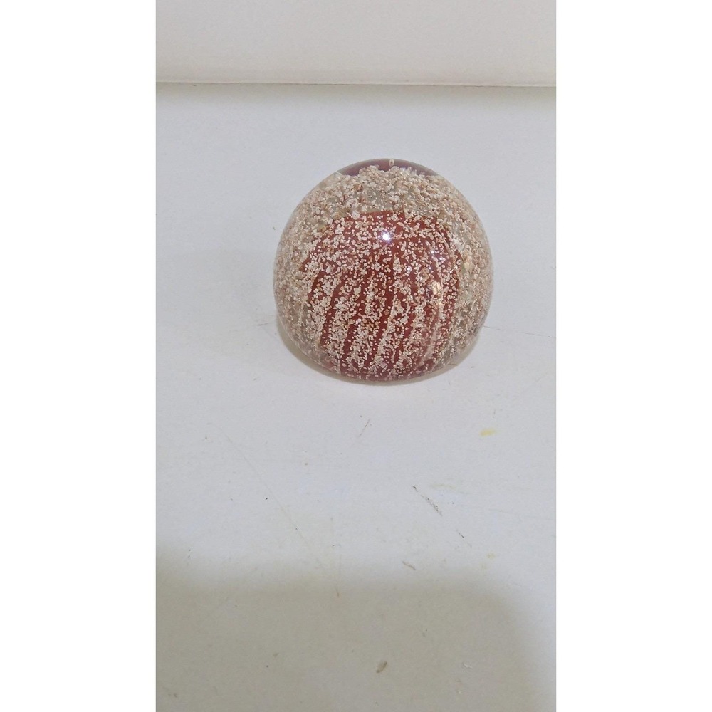 Vintage Strathearn Art Glass Sea Urchin Paperweight Red White Controlled Bubble